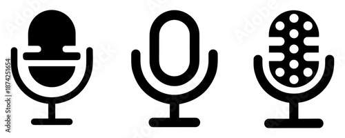 microphone podcast mic icon set