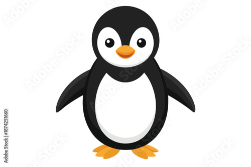 Cute Sleepy Penguin Character Napping, Antarctic Bird Resting Isolated on White Background Illustration