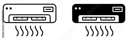 air conditioner cooling icon set