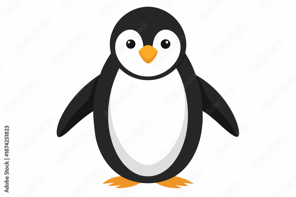 Obraz premium Grumpy Penguin Character with Crossed Arms, Funny Angry Antarctic Bird Illustration Isolated on White Background