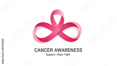 Pink infinity ribbon symbol for cancer awareness representing hope and support isolated on white background for medical campaigns