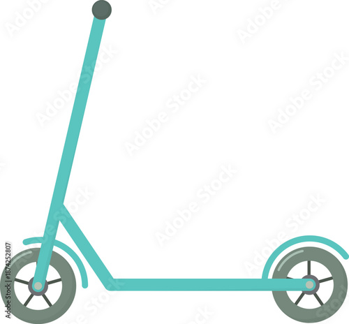 Illustration of a blue scooter in side view. Urban transport isolated on white background