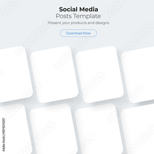 Social media posts templates. Vector mockup with blank frames for content and design presentation