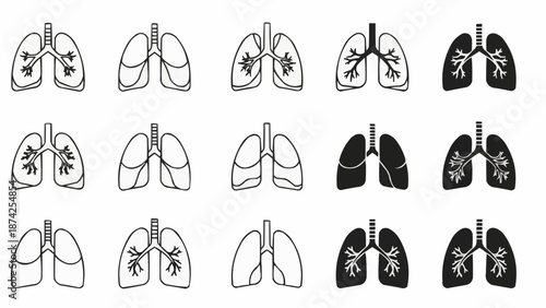 Collection of Lungs Icons and Illustrations.