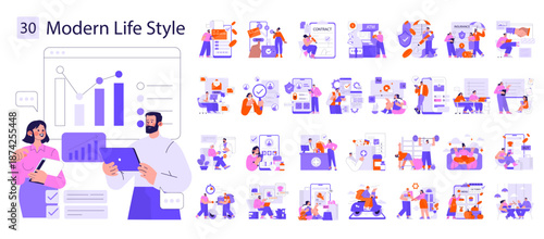 Modern Lifestyle Vector Illustration of Business Concepts