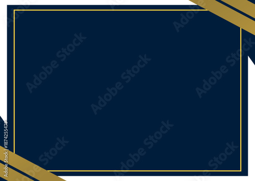 elegant modern border frame blue navy and gold certificate vector design
