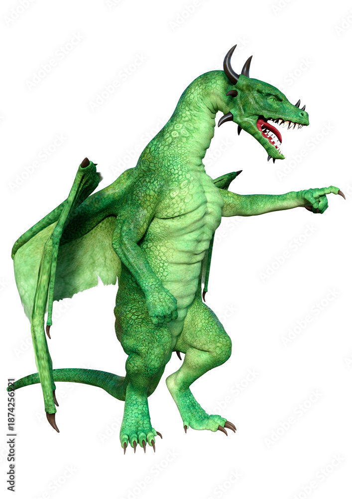 Fototapeta premium 3D Rendering Fairy Tale Dragon on White