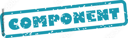 Grungy blue rubber stamp with component text