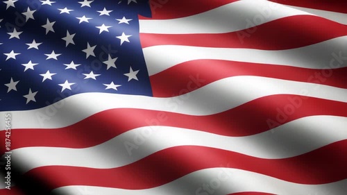 Waving American flag with stars and stripes in dynamic motion