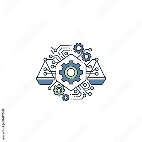 Abstract scientific concept of technological advancement and innovation driven by smart mechanisms and digital circuitry, illustrating progress and precision in a modern context