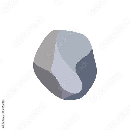 Modern minimalist vector icon depicting a simple, irregularly shaped rock, perfect for illustrating natural elements and foundational concepts in digital projects