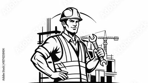 vector illustration of a construction worker