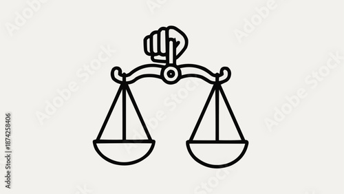Icon of a hand holding scales of justice symbolizing law and fairness.