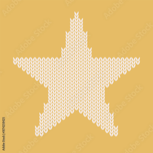 黄色い背景にニットの星型イラスト　Web　Adobe Illustrator Artwork