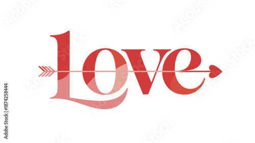 A red love word art with an arrow.