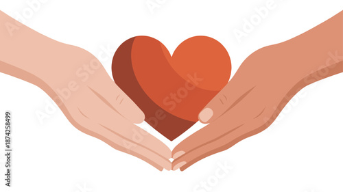 Two hands cradling a heart symbol, representing love, care and support.