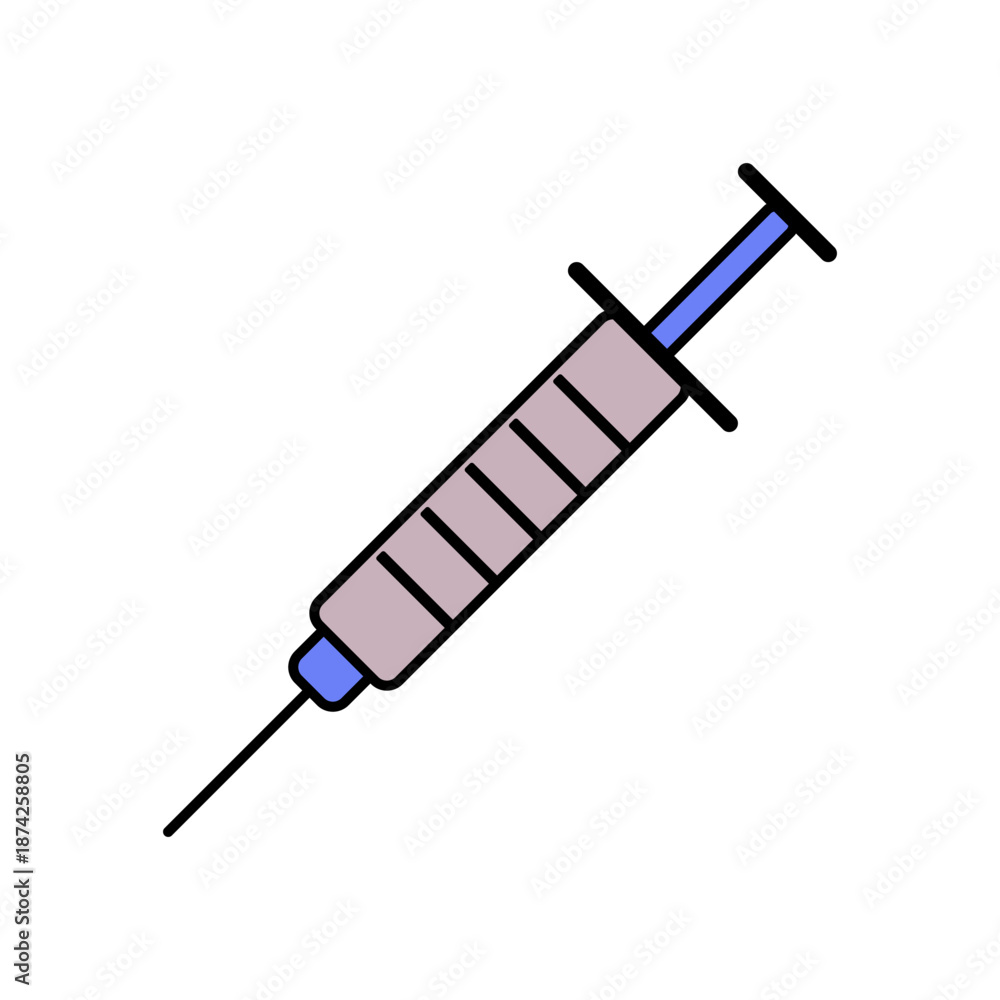 Fototapeta premium Flat Design Injection Syringe Symbol Isolated on White Background for Medical Use