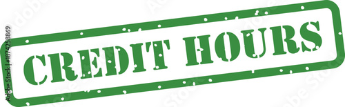 Green credit hours stamp isolated on transparent background