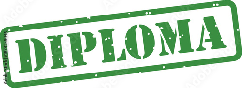 Green diploma stamp seal with distressed texture