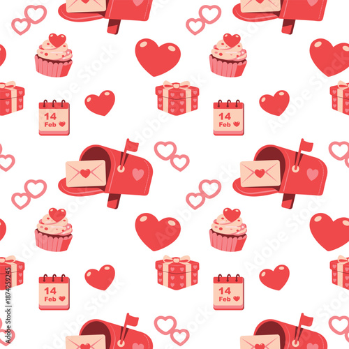 Valentine's day seamless pattern. Cute vector illustration. Seamless pattern