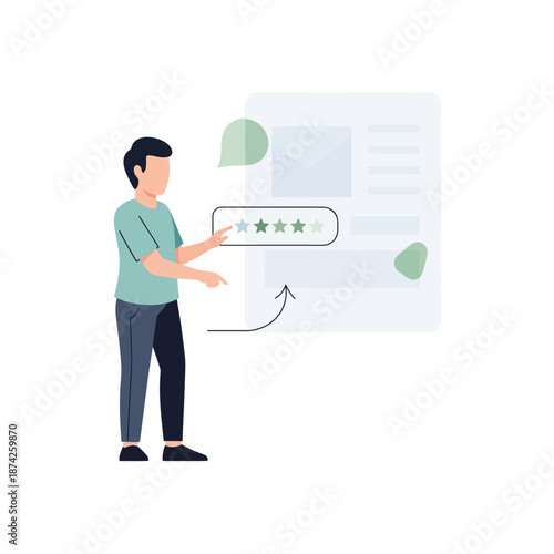 Customer feedback and online review system with a person rating a service on a digital platform