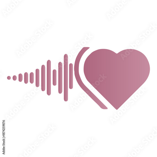 heart with audio soundwave, romantic music and heartbeat vector illustration