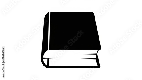 Black Book with White Pages Isolated on White Background