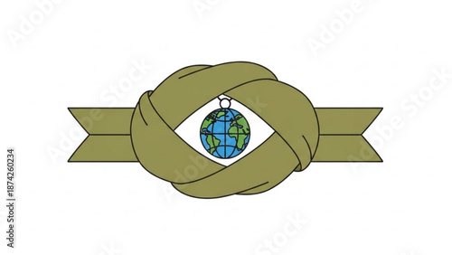 Eye with Globe Inside Knot Symbolizing Global Awareness and Peace