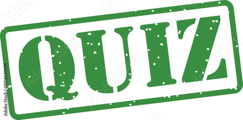 Green quiz text stamp isolated on transparent background