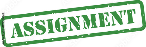 Green rubber stamp with Assignment text