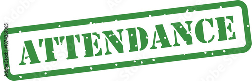 Green rubber stamp with attendance text