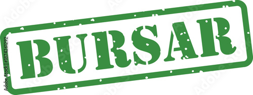 Green rubber stamp with bursar text