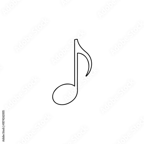 A simple black and white illustration of a single eighth note from musical notation.