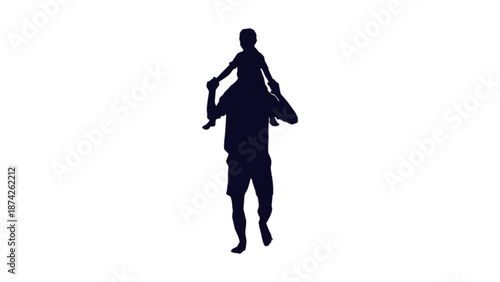 Silhouette of Father Carrying Son on His Shoulders Outdoors