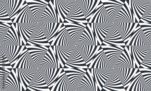Seamless pattern. Abstract striped background. Black and white design. Vector illustration for textile printing, packaging, wrapper, etc.