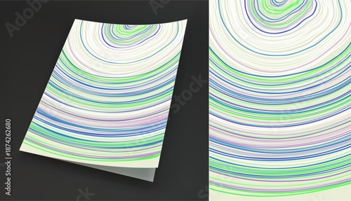 Abstract circular background. Many thin lines. Strips similar to threads. Cover design template. Illustration for brochure, poster, cover, card, presentation, flyer or banner.