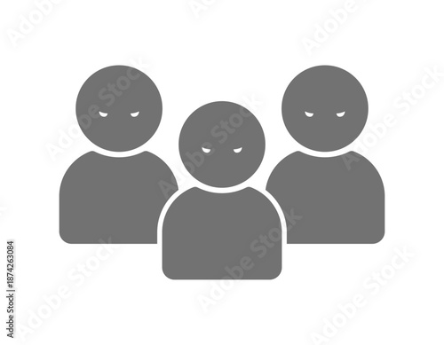 怖い顔で睨む3人グループの人物のアイコン - 犯人や犯罪組織、いじめや監視のイメージイラスト