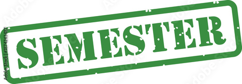 Green semester rubber stamp on white background