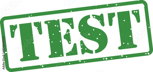 Green test stamp with distressed texture