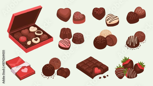 Assortment of delicious chocolate candies and treats.