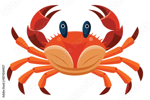 Sea Crab Vector Graphic Element, Isolated Red Crustacean Illustration for Summer Beach Party and Nautical Themed Designs