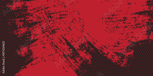 modern red grunge halftone texture with diagonal brush strokes. red abstract vector