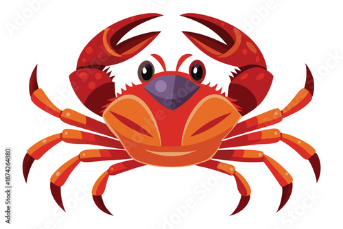 Red Crab Vector Mascot for Seafood Restaurant, Isolated Ocean Animal Graphic for Brand Identity and Logo Design