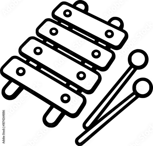 xylophone kids toy isolated icon sign, symbol, vector, art