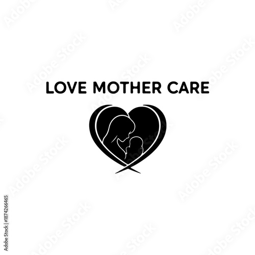 An image featuring a heart-shaped design with the silhouette of a mother and child inside, emphasizing the theme of maternal love and care.