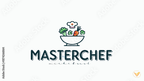MasterChef logo design with bowl and vegetables