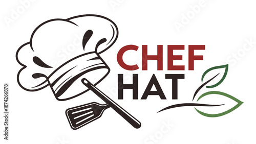 Illustration of chef hat and utensil logo