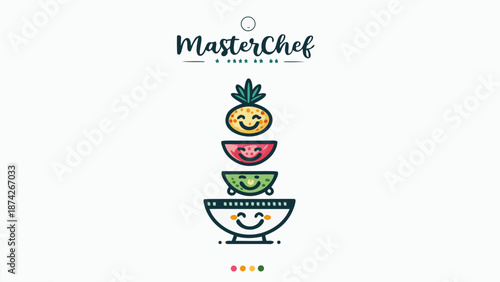 MasterChef logo with stacked fruit bowls illustration