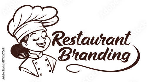 Restaurant branding logo with chef illustration