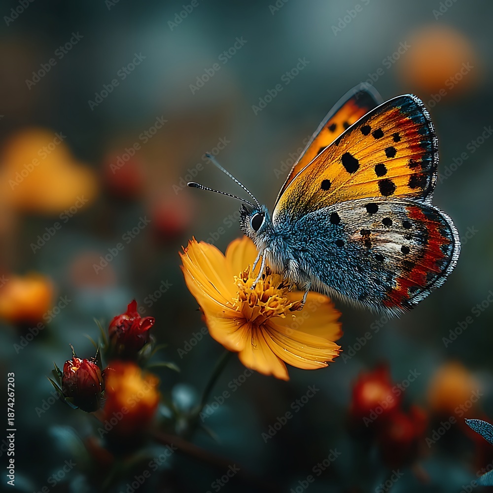Fototapeta premium Graceful butterfly on a pink bloom high resolution picture
